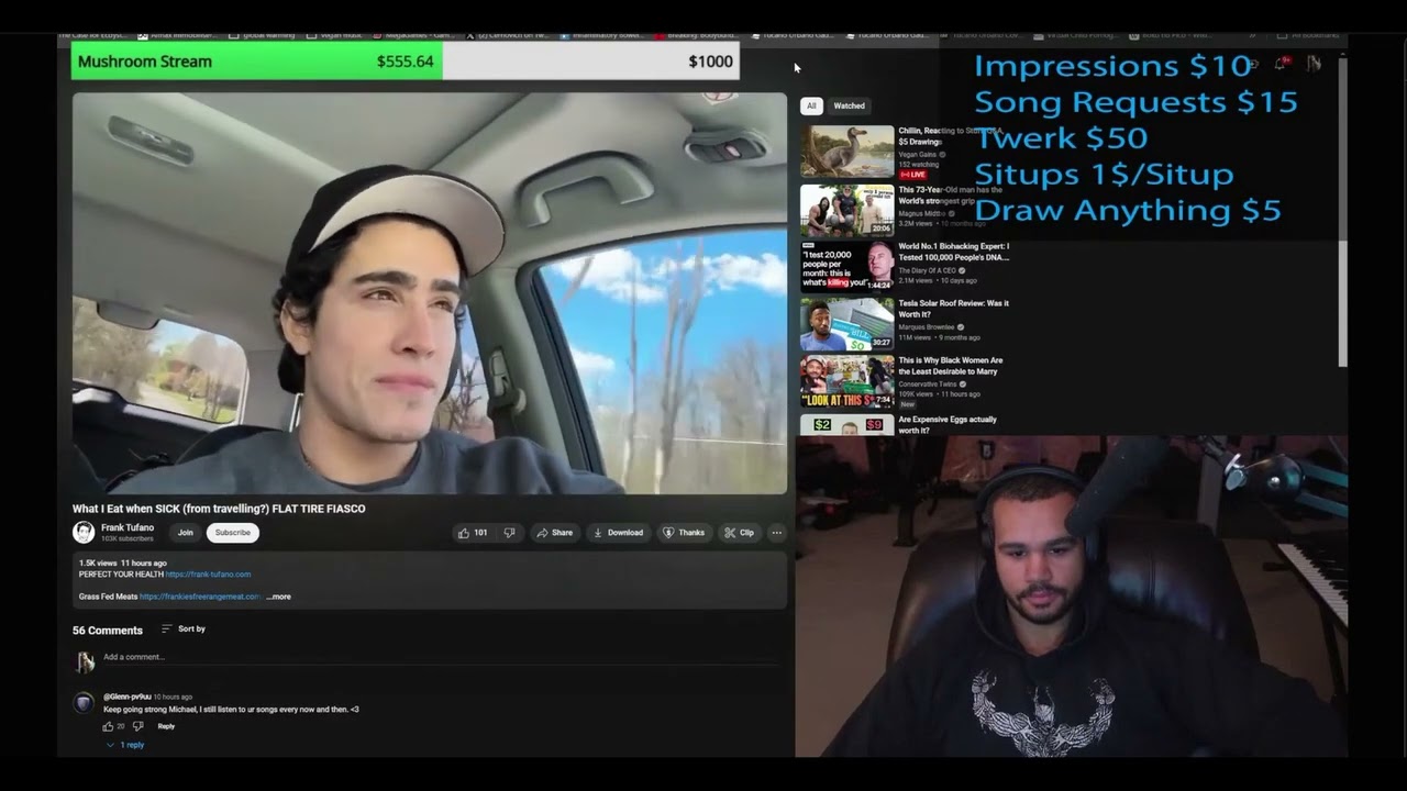 Frank Tufano Gets A Flat Tire, Continues Driving Anyway, Vegan Gains Weighs In