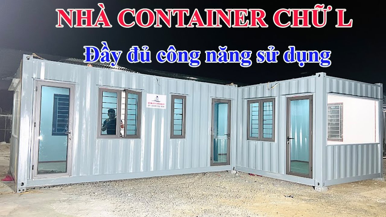 Nhà container thiết kế và thi công theo kiểu chữ L đầy đủ công năng cho đại gia đình