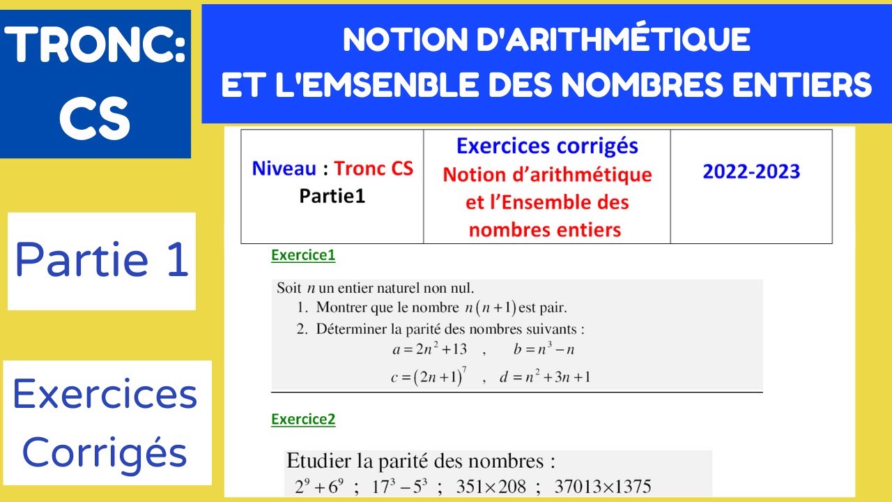 Maths Tronc CS: Arithmétique dans N exercices corrigés partie1