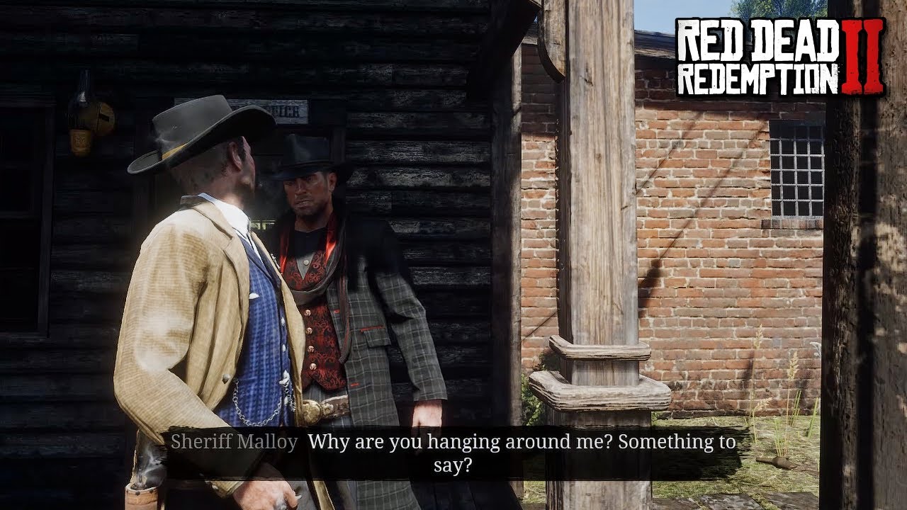 Артур издевается над представителями закона, стоя слишком близко к ним | RDR2