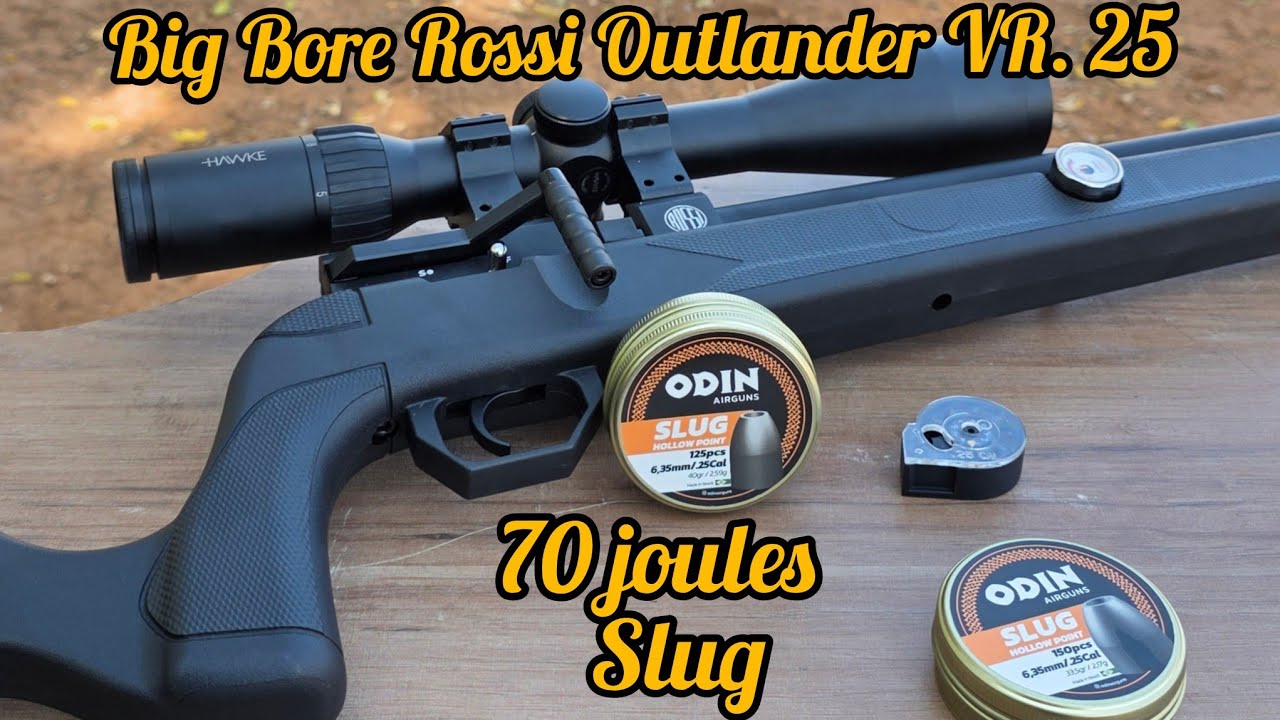 OLHA A PRECISÃO E POTENCIA DESSA PCP ROSSI OUTLANDER VR 6.35 E 02 MODELOS DE SLUG ODIN AIRGUNS