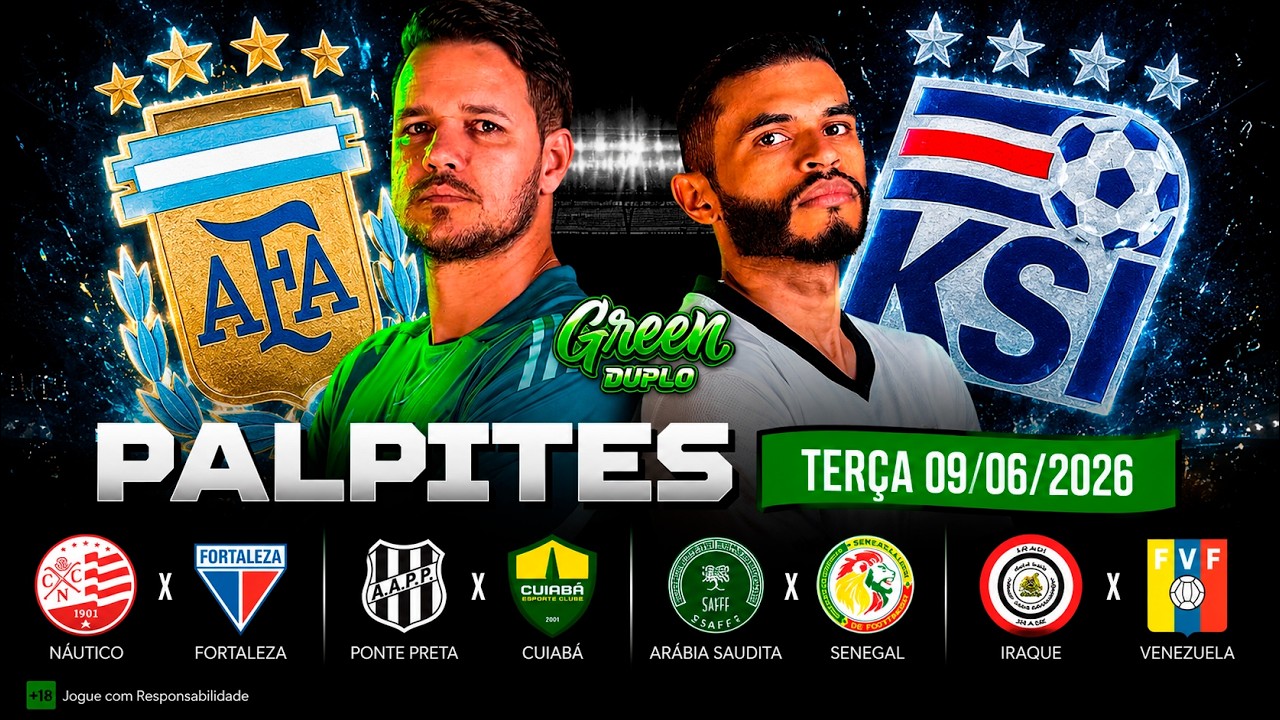 PALPITES DE FUTEBOL PARA O DIA 09 06 2026 (TER&Ccedil;A) + BILHETE PRONTO + ODD ALTA