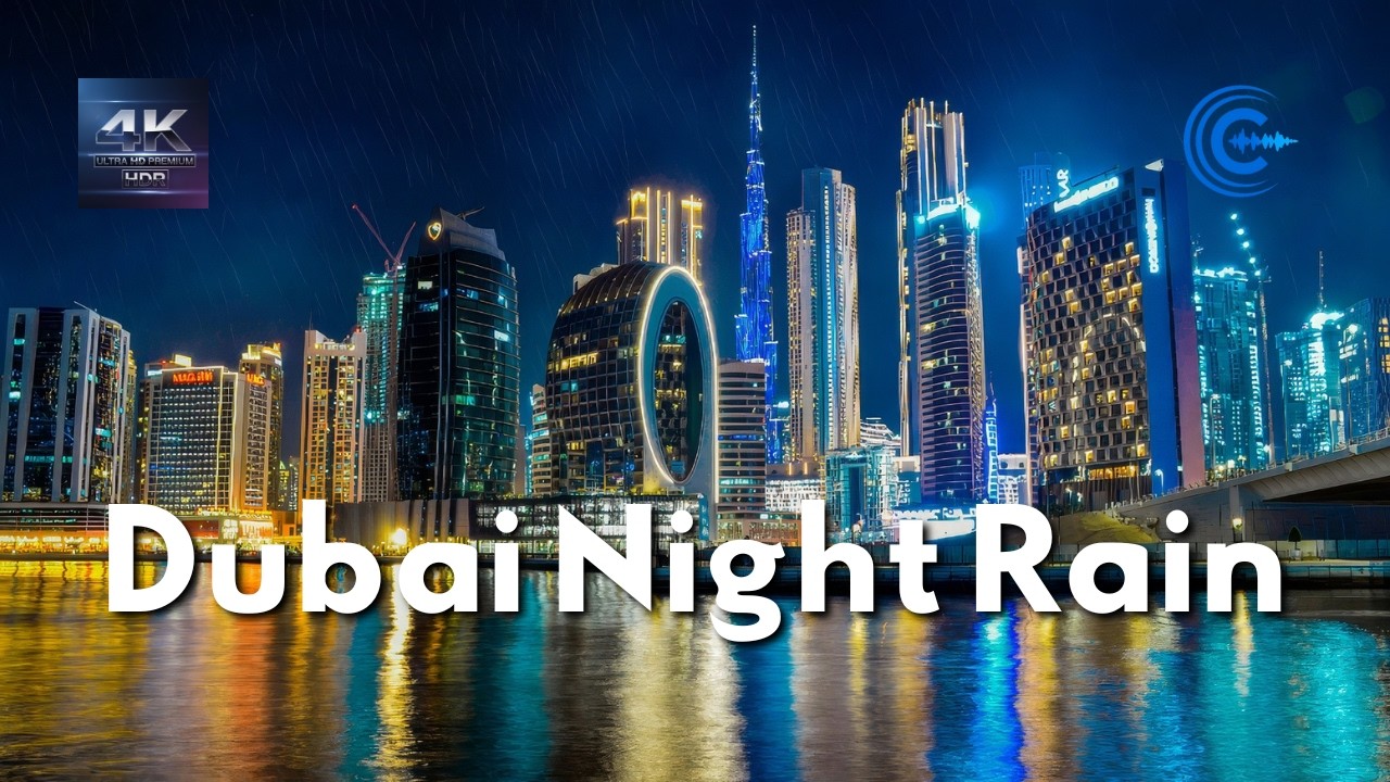 Dubai Rain • 3 Hours of 4K Burj Khalifa Ambience for Deep Sleep & Focus