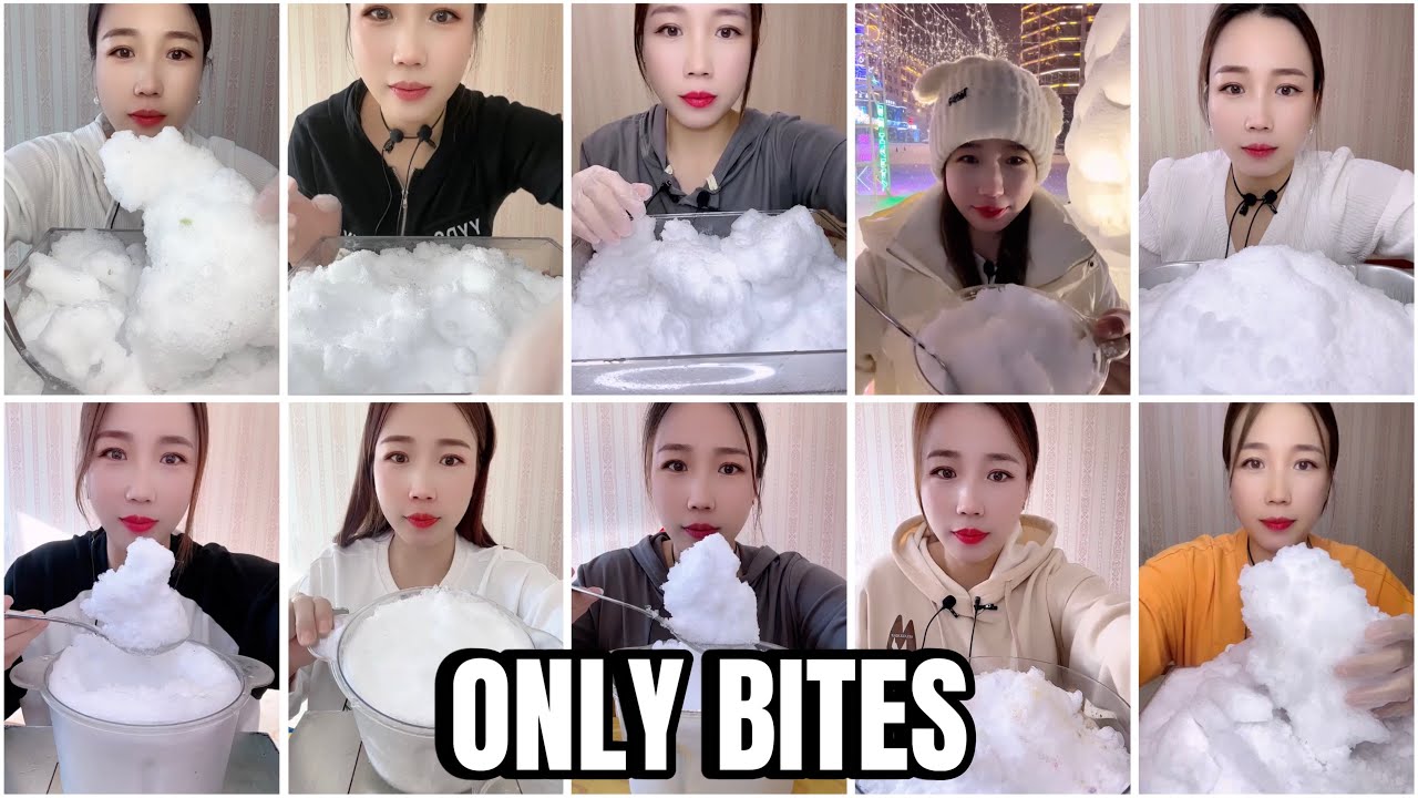 QIAN's CRUNCHY WHITE BIG ICE BITES / ICE EATING ONLY BITES ASMR