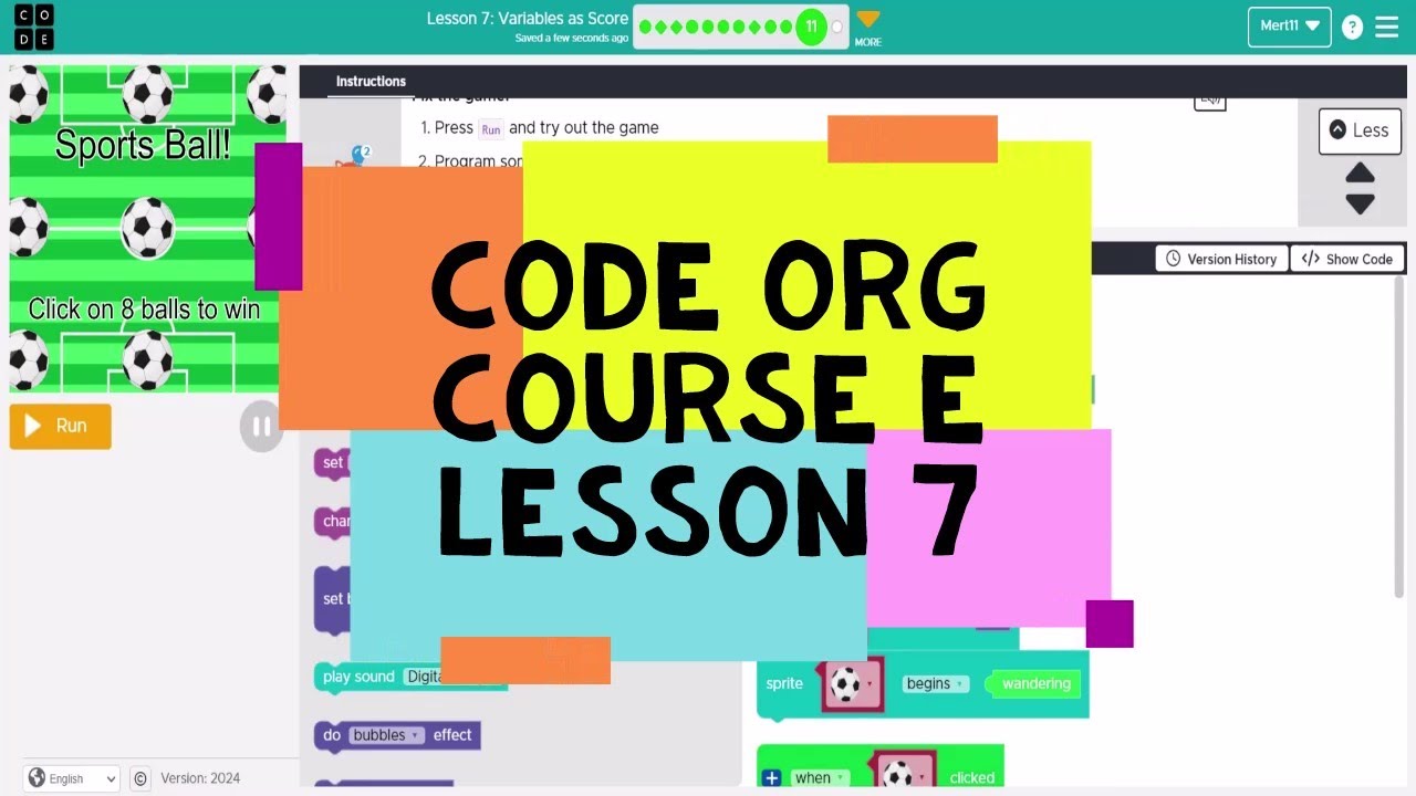 Code.org Course E Lesson 7 Variables as Score - Code org Lesson 7 Answers