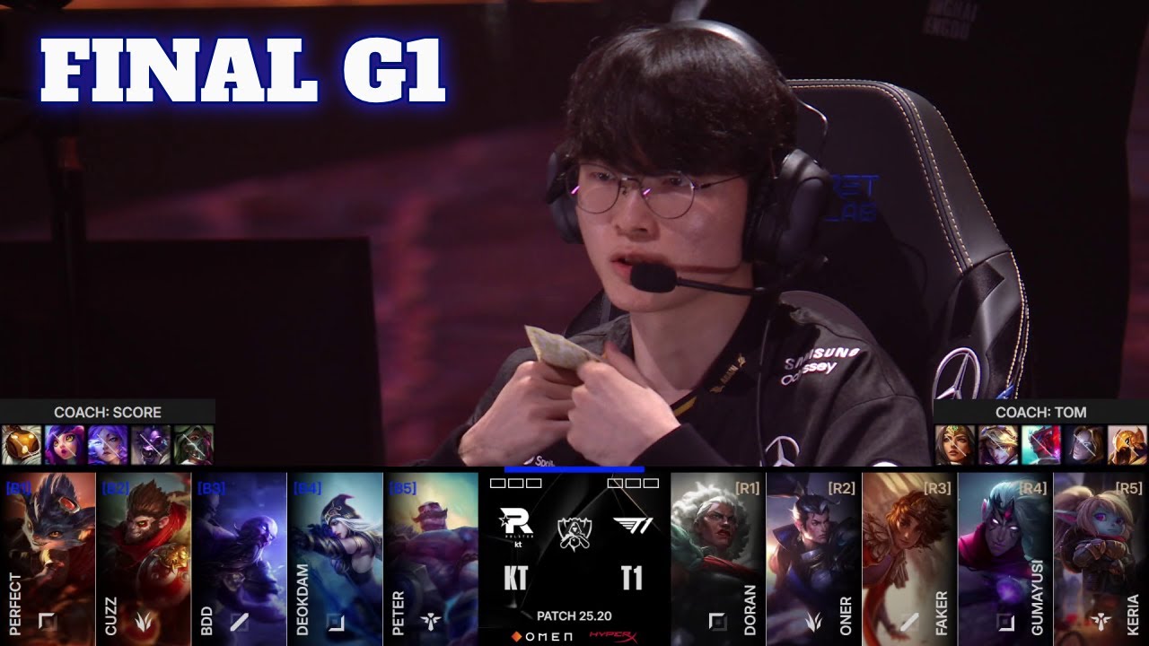 KT vs T1 - Game 1 | Grand Finals LoL Worlds 2025 | T1 vs KT Rolster G1 full