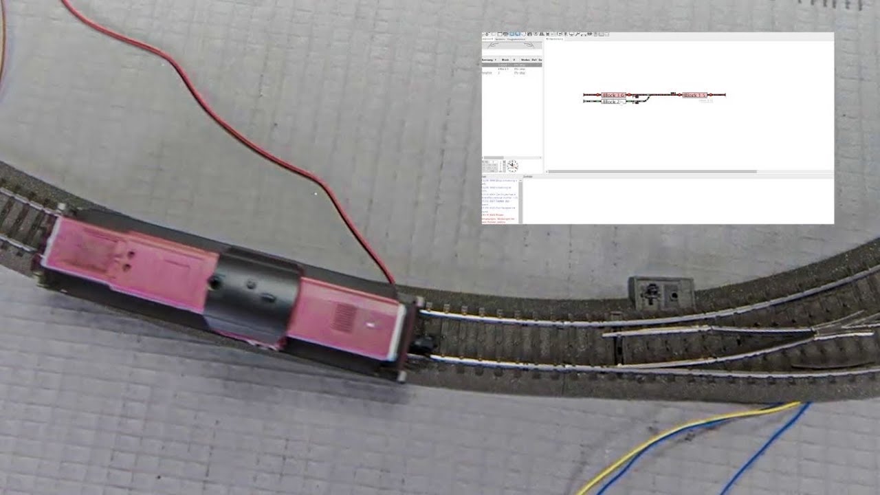 Rocrail Pendelzug Steuerung programmieren für Märklin Spur H0 mit Kontaktgleisen zum selbst bauen