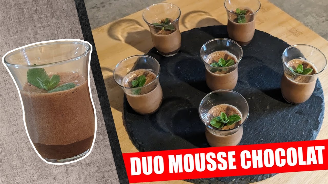 MOUSSE AUX 2 CHOCOLATS, VERRINE SUCREE DESSERT AU CHOCOLAT, MOUSSE CHOCOLAT NOIR ET CHOCOLAT AU LAIT