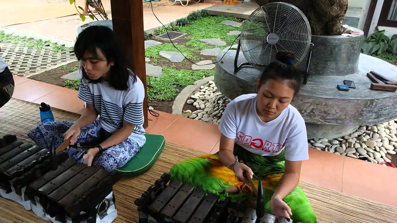 Bali Study Abroad - Cultural Immersion Group from Singapore learning Gamelan Selonding