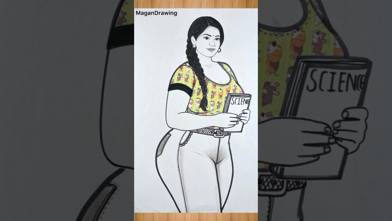 How to Draw a Girl Going to School with Book 