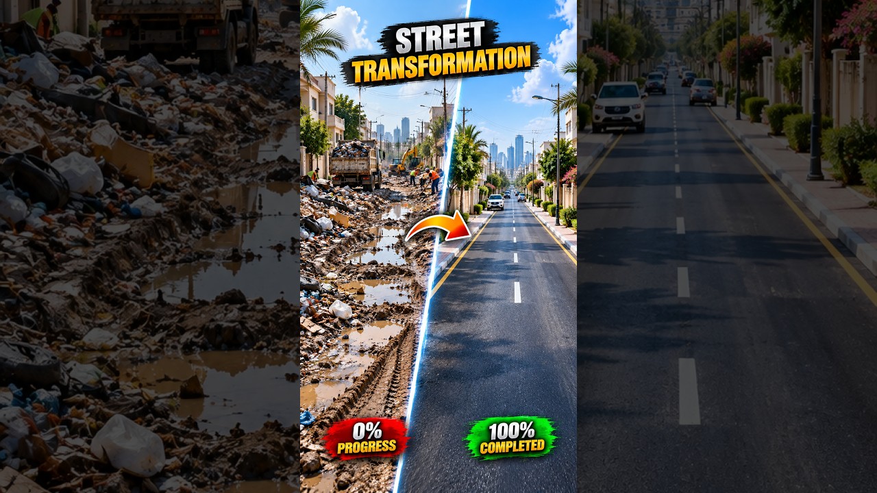 This Garbage-Filled Street Became a Perfect New Road 😱🛣️✨