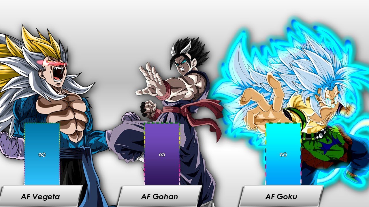 AF GOKU Vs AF GOHAN Vs AF VEGETA POWER LEVEL