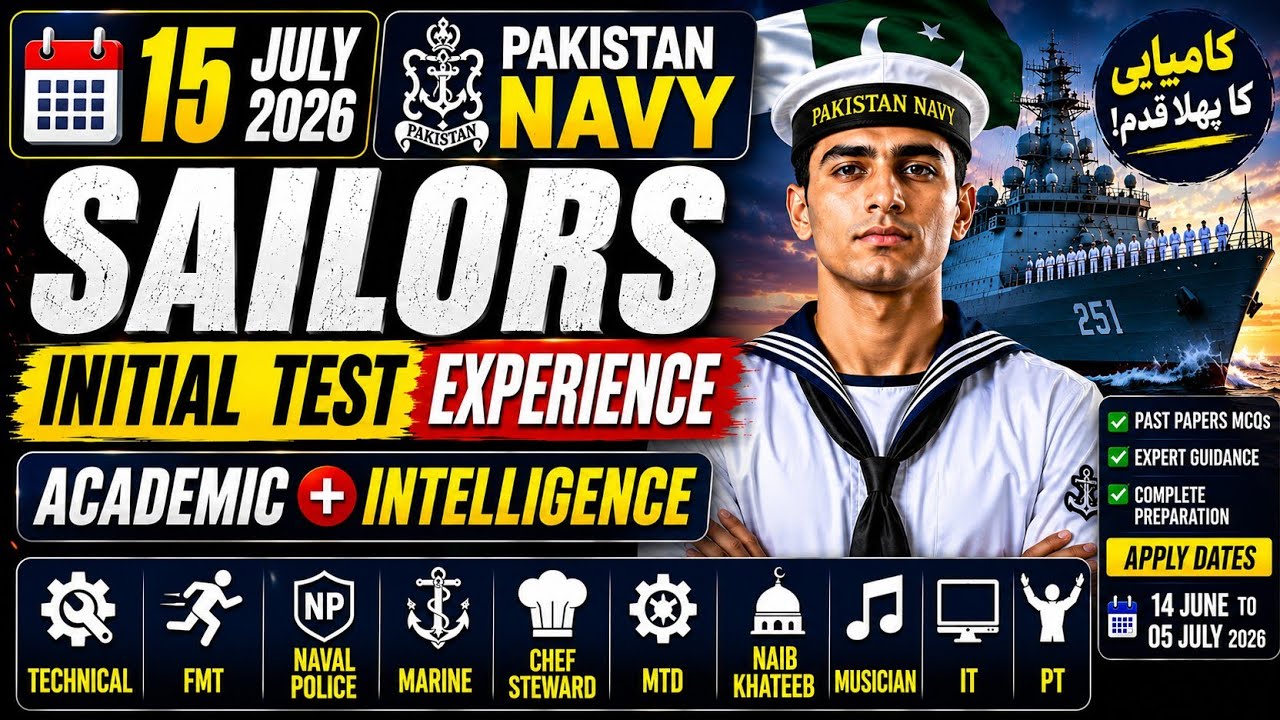 15 Jul 2026 | Pak Navy Sailors initial test experience | Academic + Intelligence | Technical NP N/K