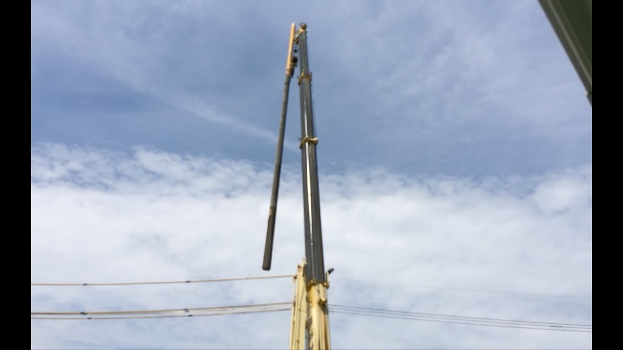 神業! はたらくくるま クレーン車による電柱の交換作業　タダノ ラフテレーンクレーン