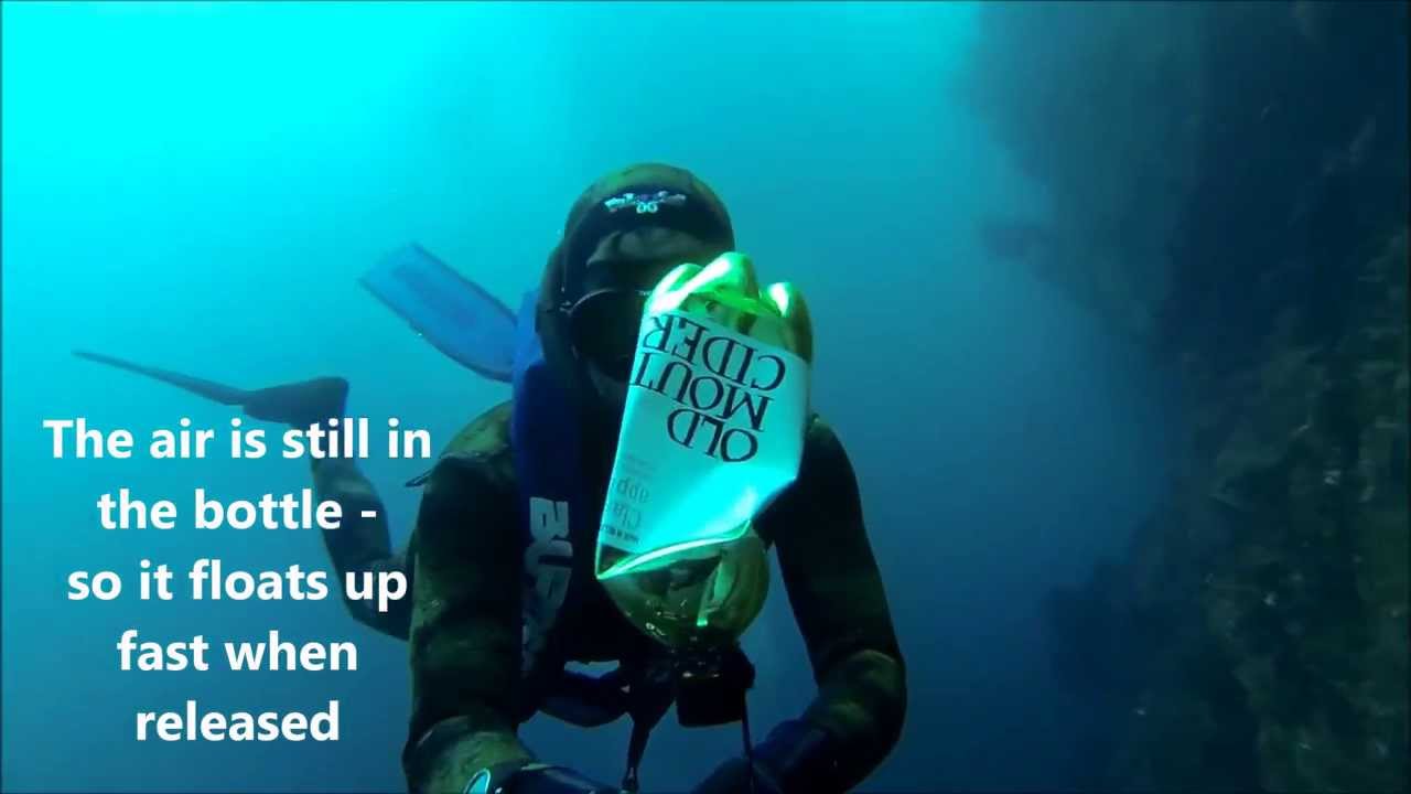 10m Water Pressure on Plastic Air Bottle -  Poor Knights - Free Diving - HD