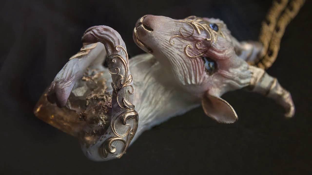 Goat Pendant made of polymer clay