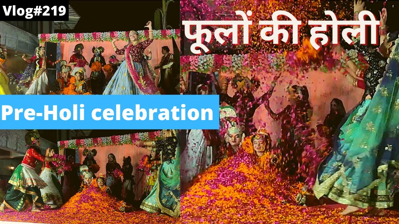 Pre Holi 🌃Celeberation in our Society || फूलों 🌹💐💮🏵️🌻🌼की होली || Rishikesh Vlog#219
