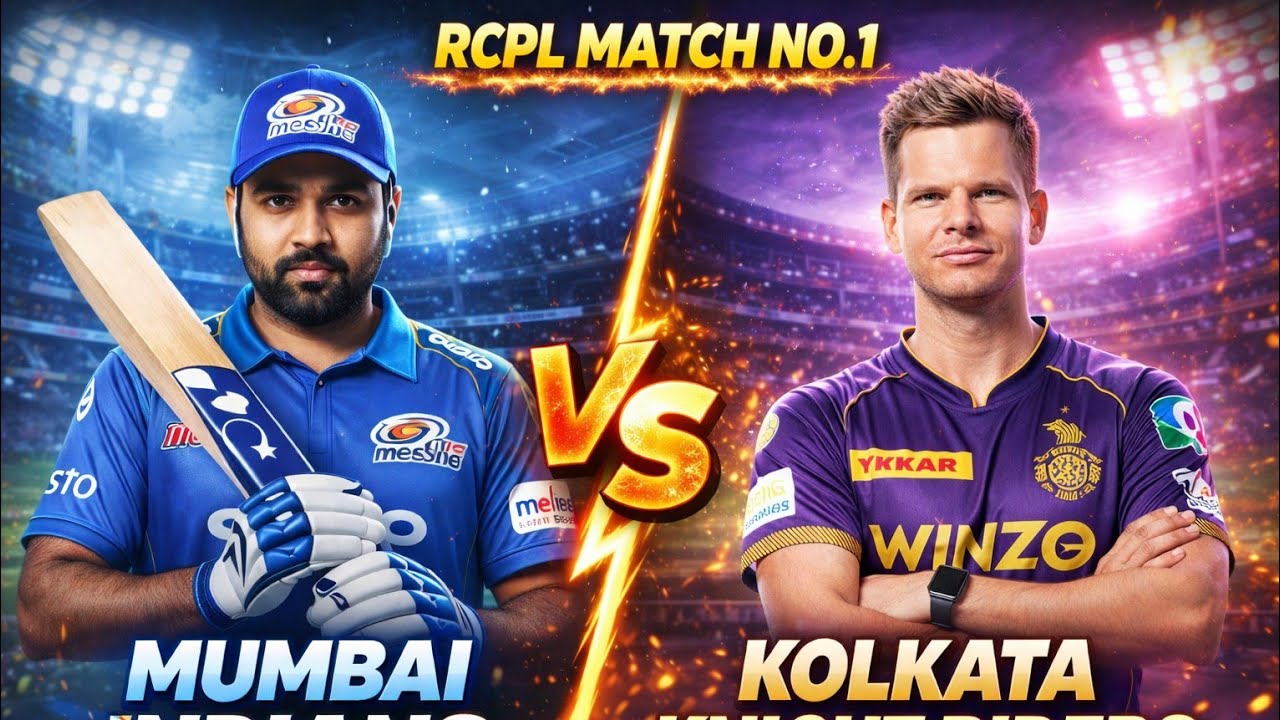 🔴RCPL match no. 1। MI vs KKR. 