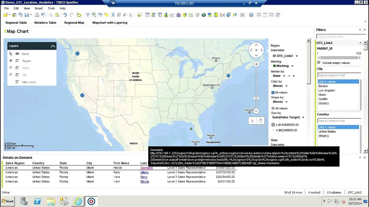 Tibco Spotfire and IBM Cognos integration - GTC Location Analytics Demo
