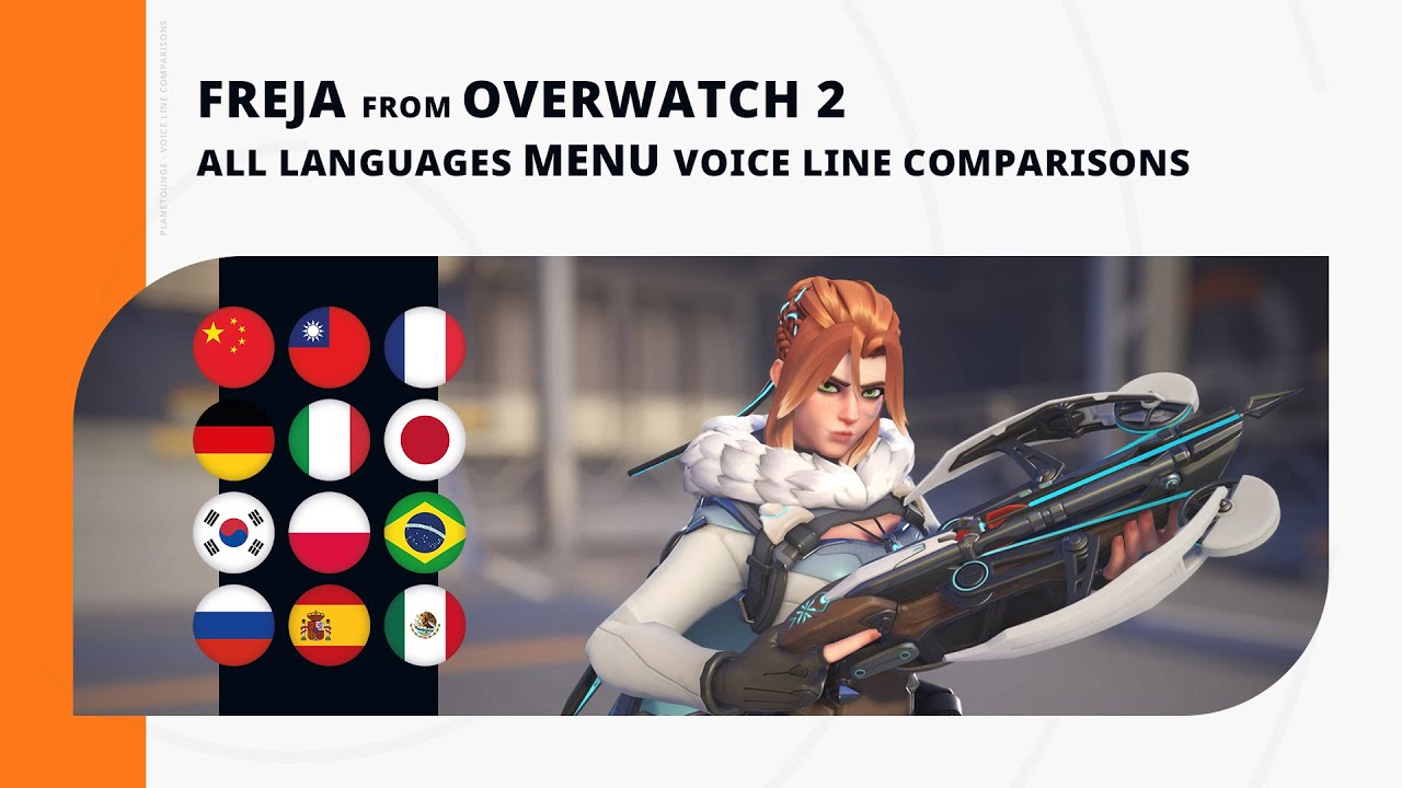 Freja - All Languages Menu Voice Line Comparisons | Overwatch 2
