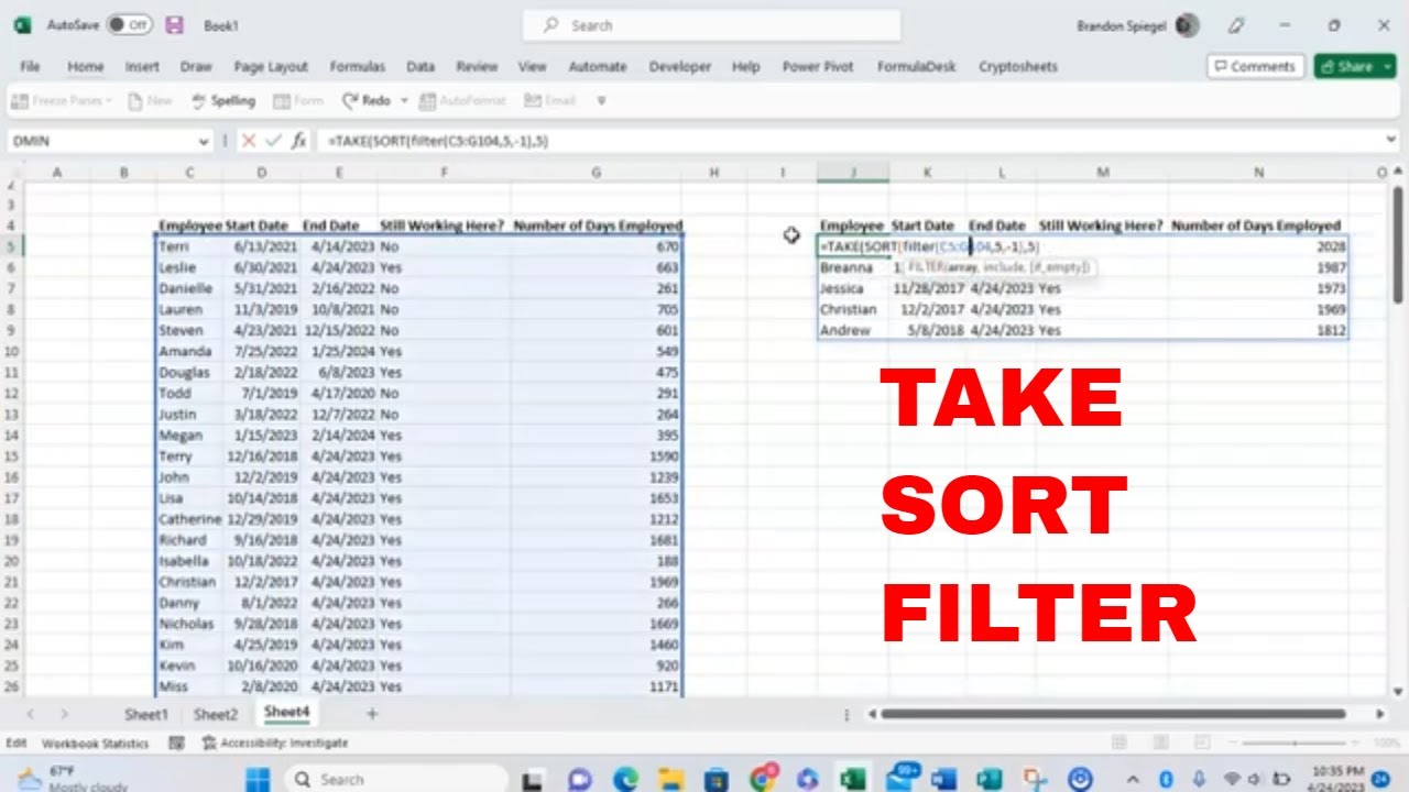 Use TAKE SORT and FILTER Functions to Get Top N Largest Values From List With a Condition Applied
