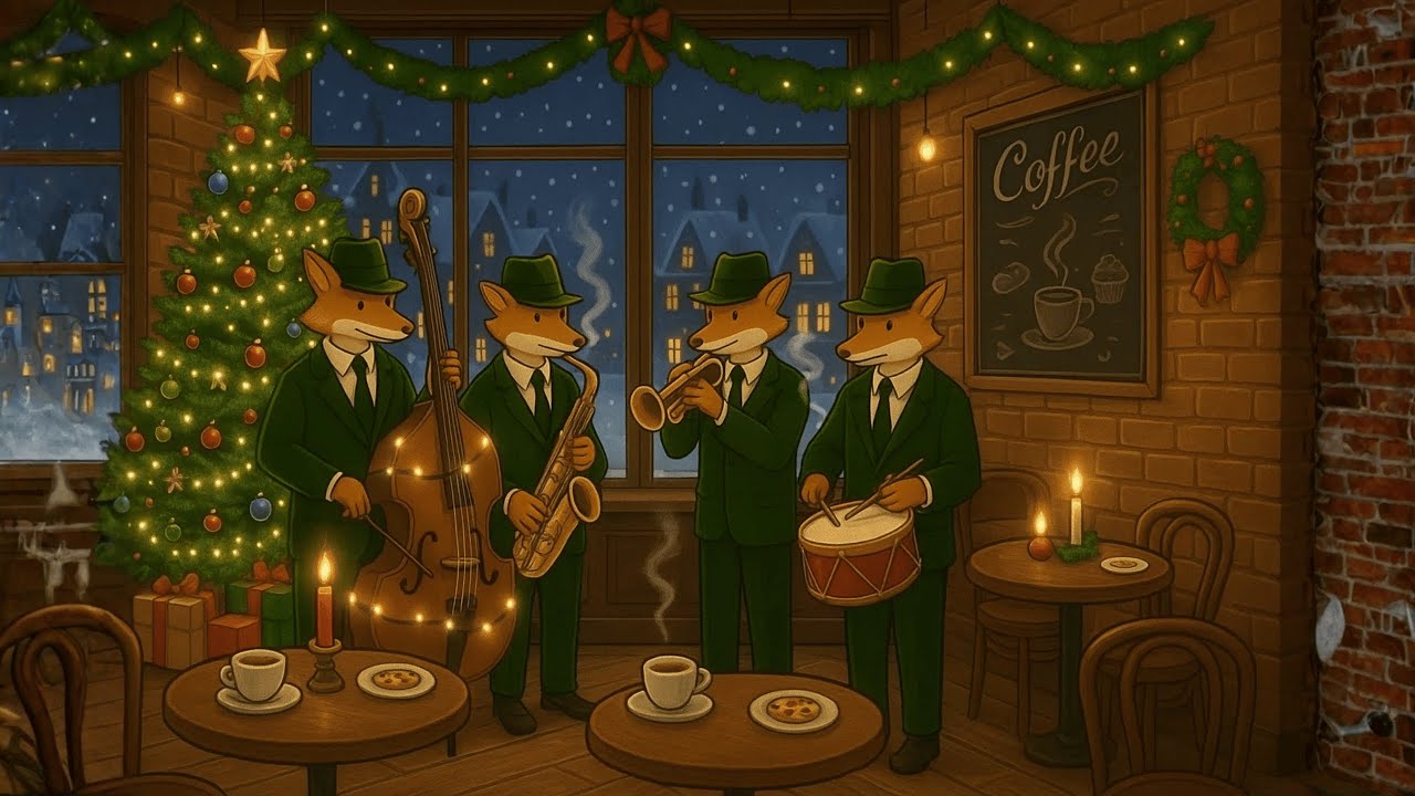 Christmas Jazz at Cozy Cafe 🎄 Smooth Piano Music, Crackling Fireplace & Snowy Window Ambience