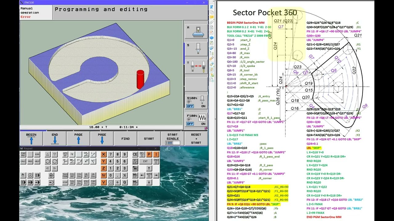 184 HeidenHain Macro. Sector360 Pocket.  CNC practicum.