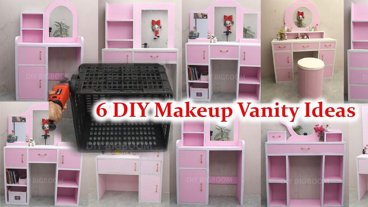 6 DIY Makeup Vanity Ideas Using Fruit Baskets and Cardboard Boxes