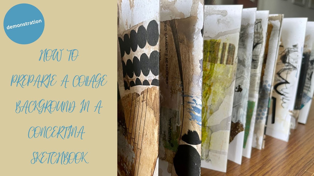 How to prepare a collage background in a concertina sketchbook