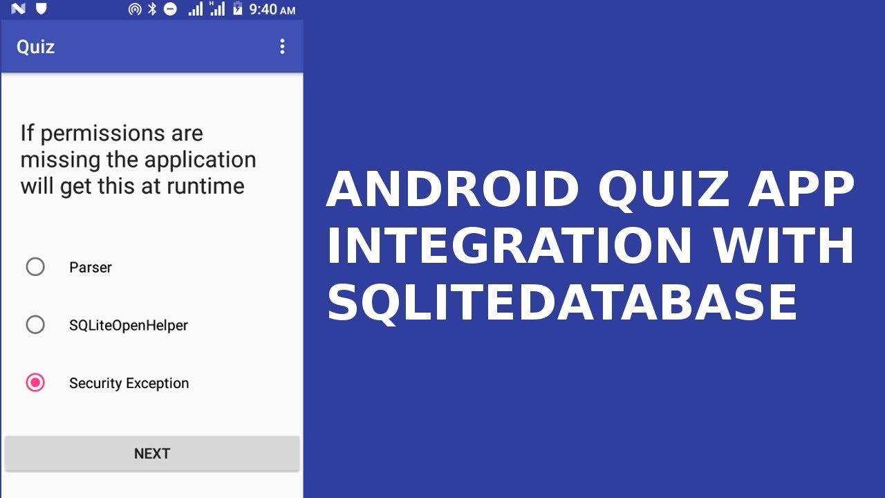 ANDROID QUIZ APP AND INTEGRATION WITH SQLITE DATABASE