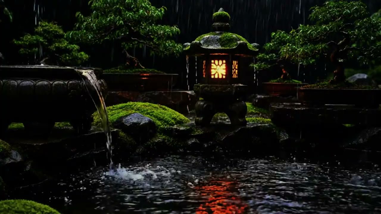 Fall Asleep Fast 🌧️ Heavy Rain Sounds on a Quiet Night Garden