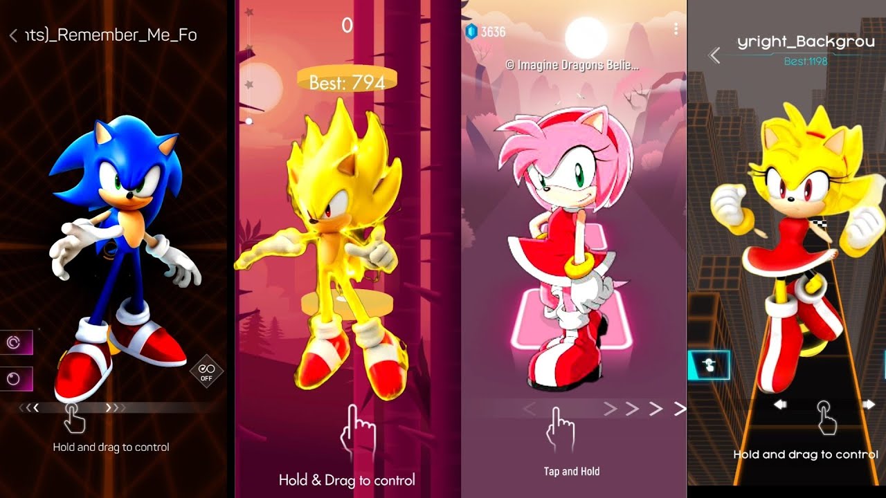 Sonic - Super Sonic - Amy - Super Amy | Smash Colours - Beat Jumper - Tiles Hop - Rolling Beat
