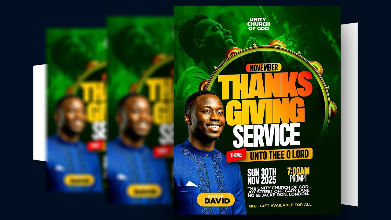 How To Make Professional November Thanksgiving Service Poster For All Social Media Design