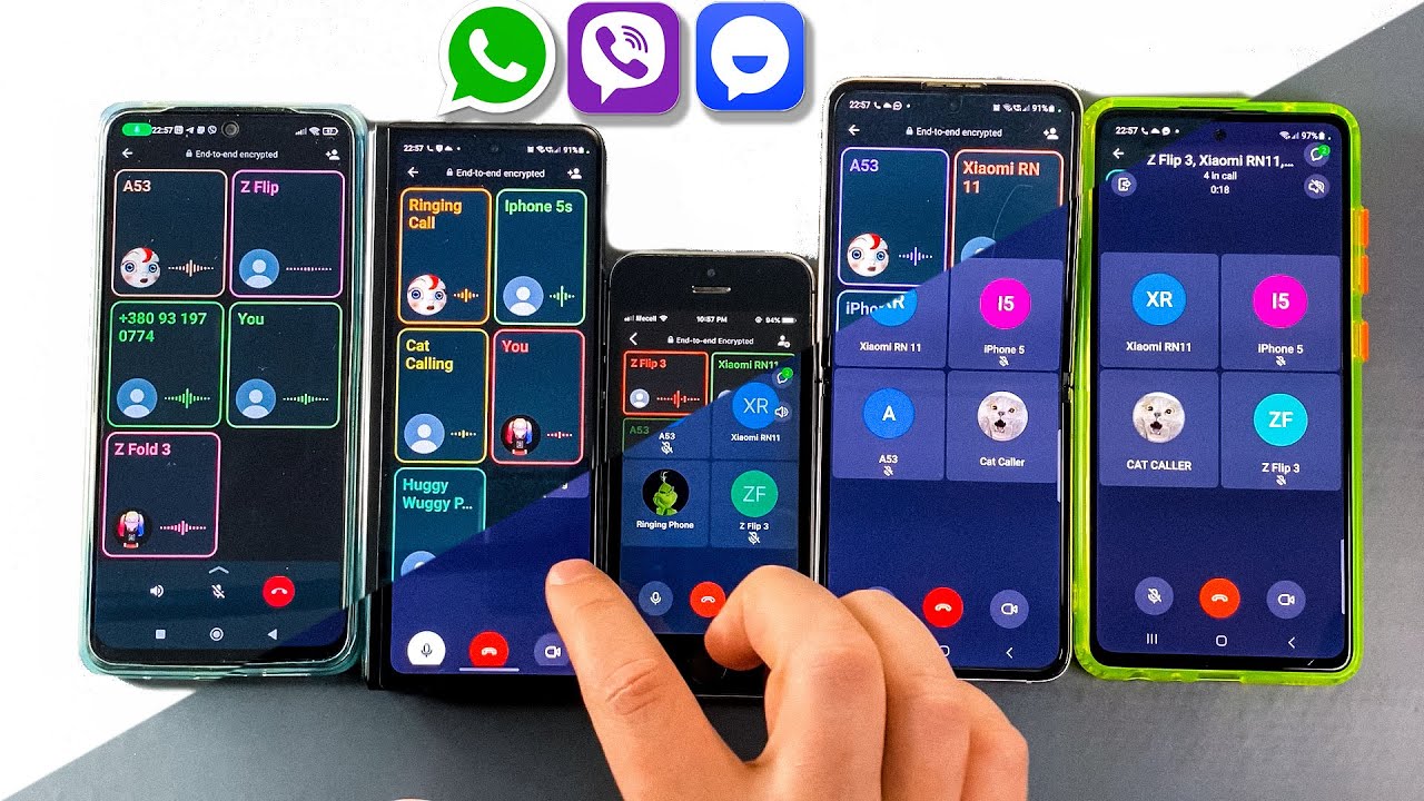 WhatsApp & Viber & TamTam calling at the same time Xiaomi Redmi + Z Fold + Z Flip + iPhone +  A52s
