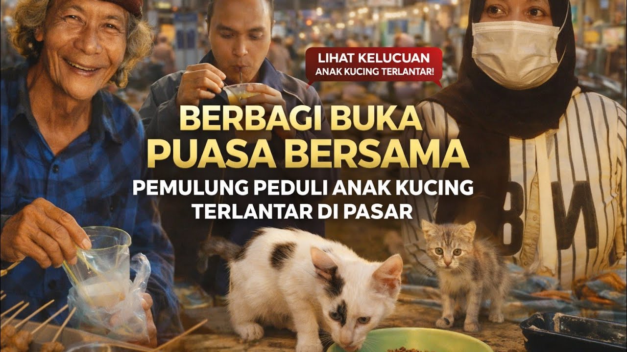Berbagi Buka Puasa dengan Pemulung Peduli Anak Kucing Terlantar 🤲 Senyumnya Bikin Terharu 😭