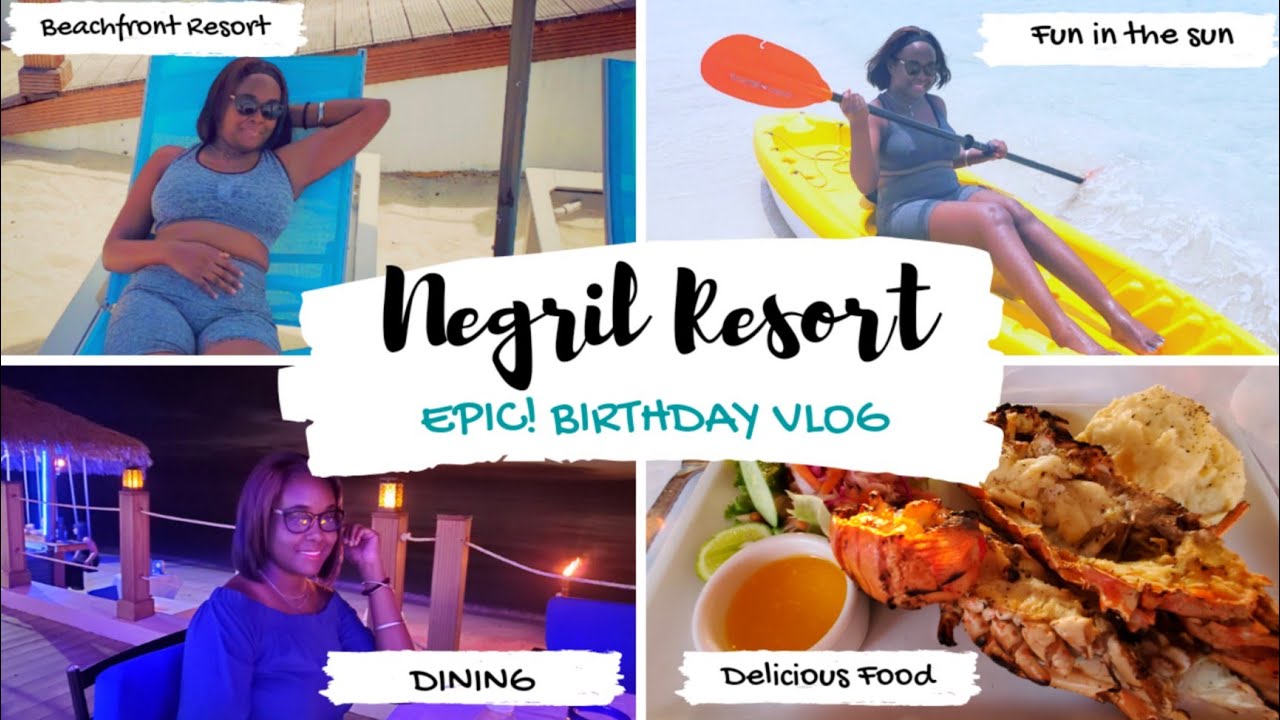 Negril Jamaica Beach Front Resort (Blue Skies) Along 7 Miles, Food/Fun/Tour/ Review| Birthday Vlog