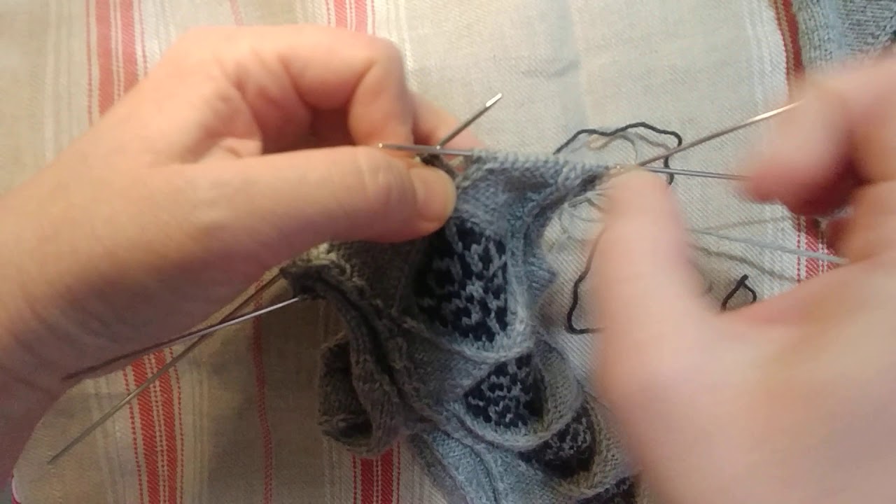 Intarsia suljettuna neuleena