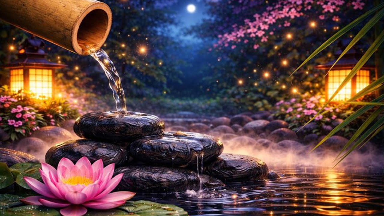Bamboo Water Fountain Healing 🌿 Relaxing Music and Nature Sounds for Sleep, Meditation, Study
