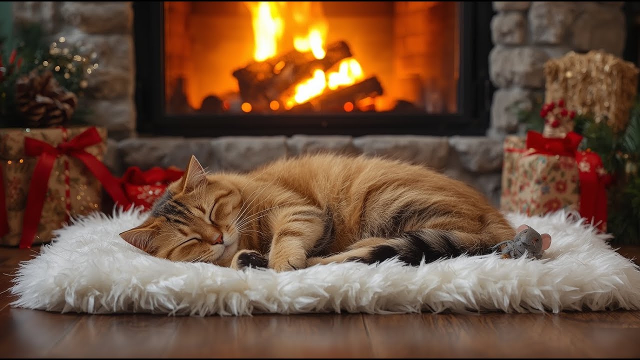 24 / 7 Calming Music for Cats 😻 Cozy Fireplace Sleep Ambience for Deep Relaxation Cat Purring