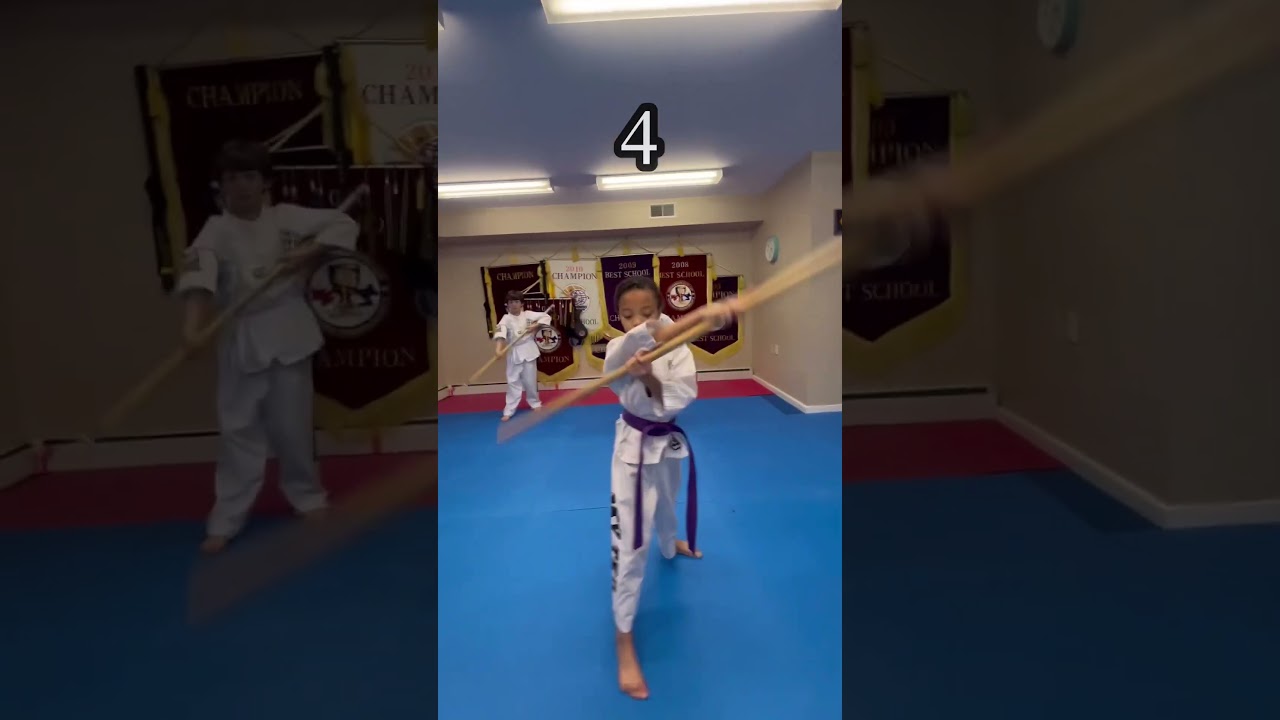 Kids exercise long bamboo stick form 1-10 #martialarts #class #purplebelt #memories #practice