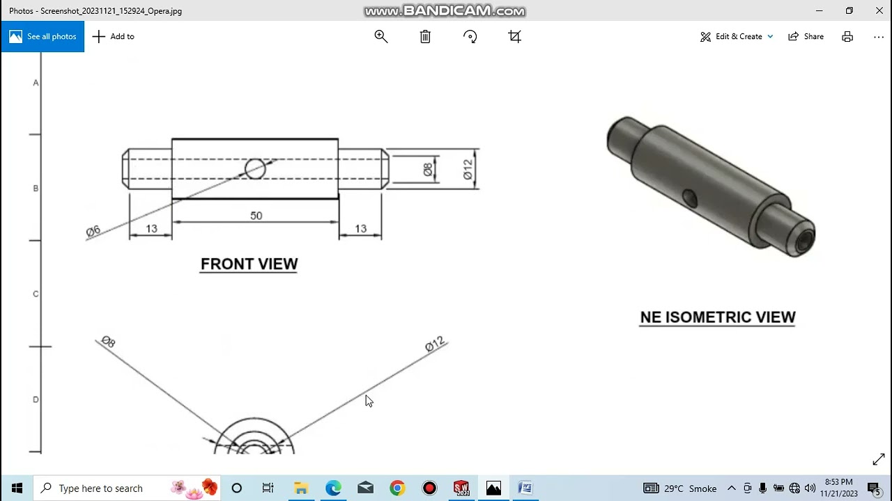Belt roller support assembly # Part 6 # Center Pin # in solidwork