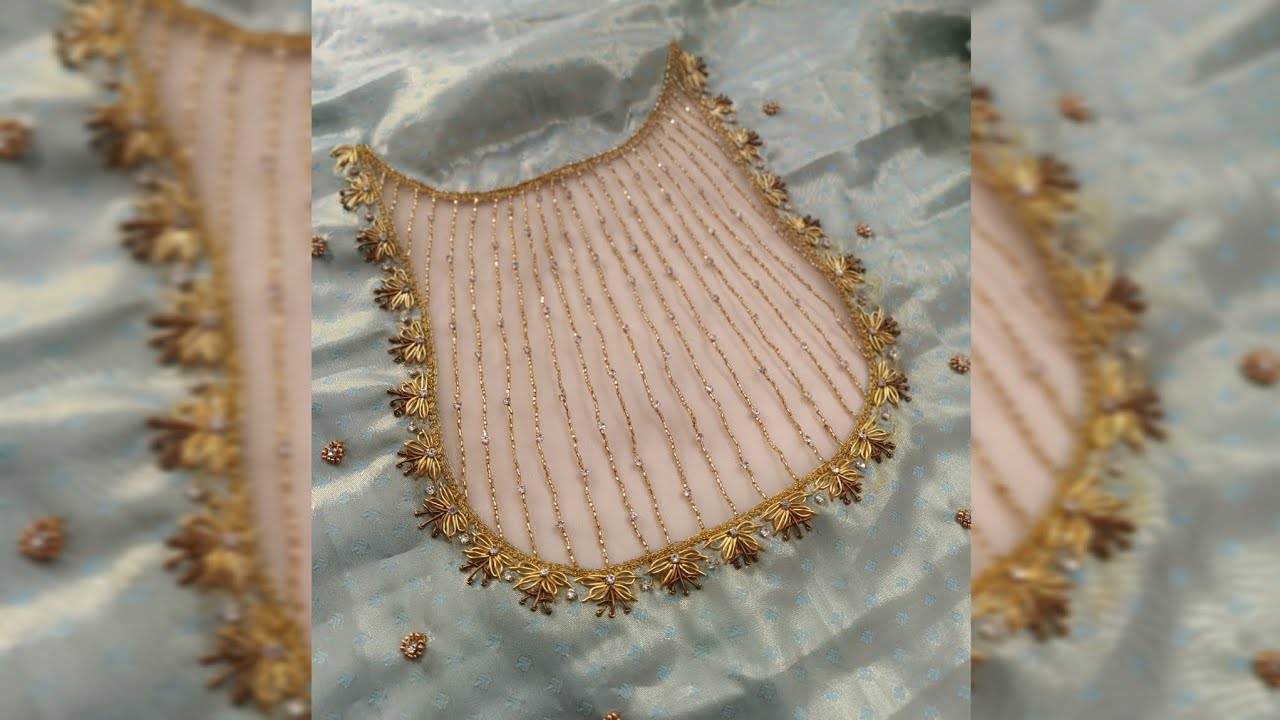 making of net aari back cutwork ✨, full work video 💙 #aariblouse #networkblouse #aariworkblouse 