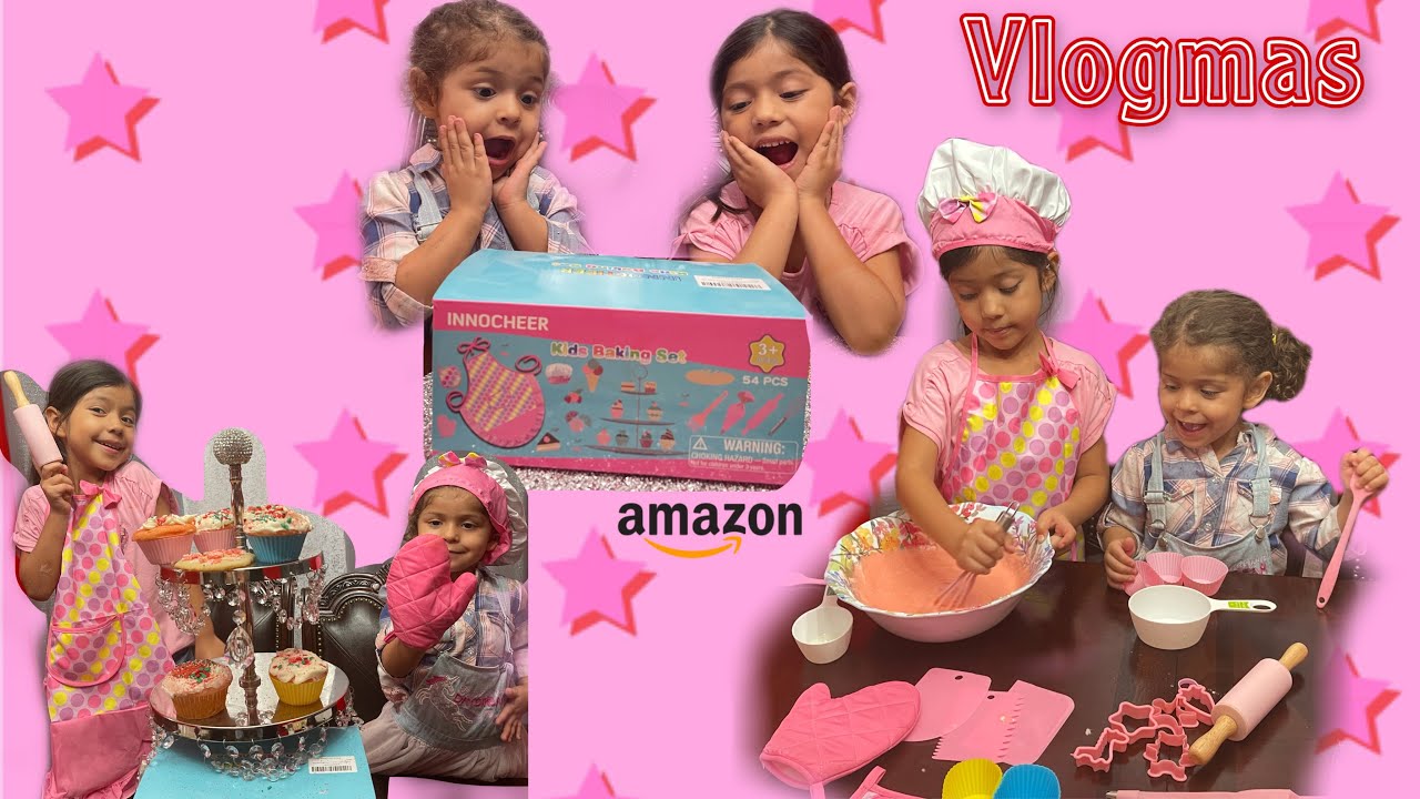 Vlogmas with Glitter Sisters | Kids baking set from Amazon 🎄 #christmas #baking