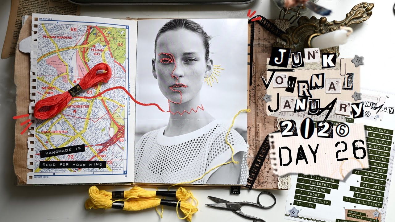 HANDMADE Embroidery on Paper • Day 26 • Junk Journal January 2026 • #junkjournaljanuary2026