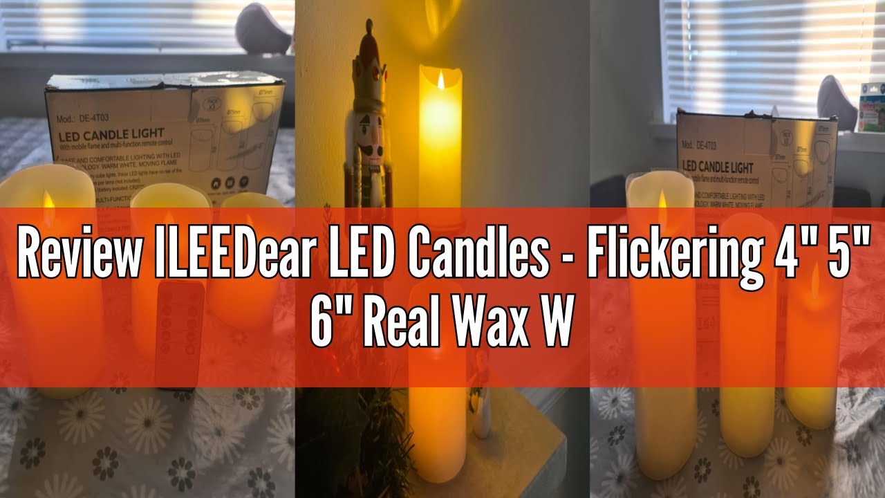 Review ILEEDear LED Candles - Flickering 4" 5" 6" Real Wax With Remote Control Timer - Flameless Chr