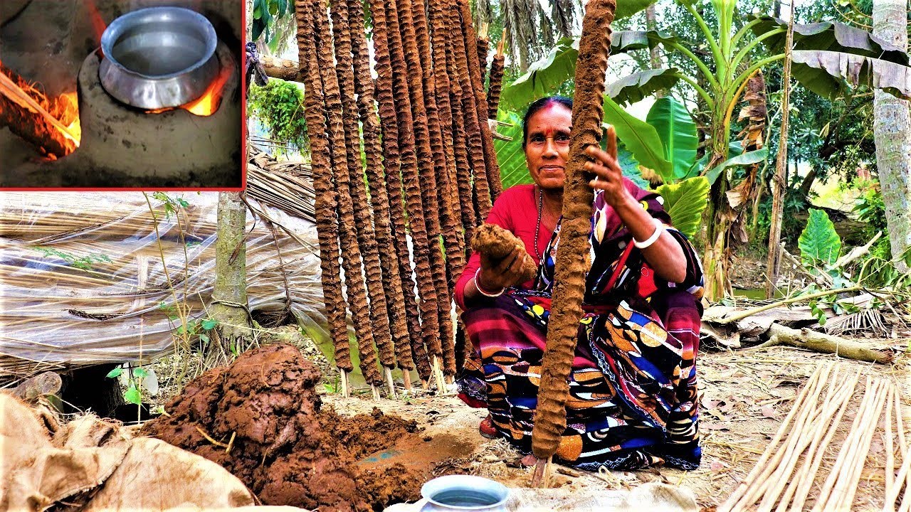 How To Make Cow Dung Fuel For Cooking | Effective Source of Fuel From Cow Dung & Jute Stick ||
