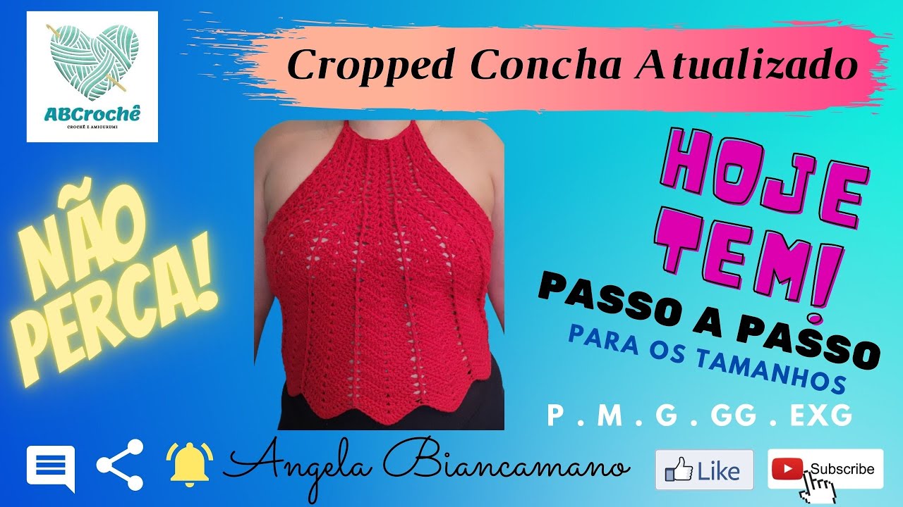 ✅👕Cropped Concha Atualizado de Crochê👕