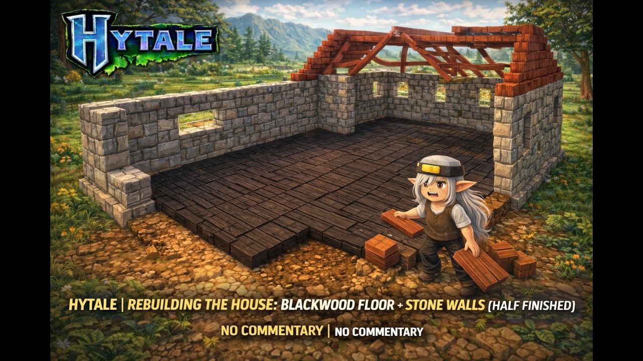 Hytale | Rebuilding the House: Blackwood Floor + Stone Walls (Half Finished) | No Commentary