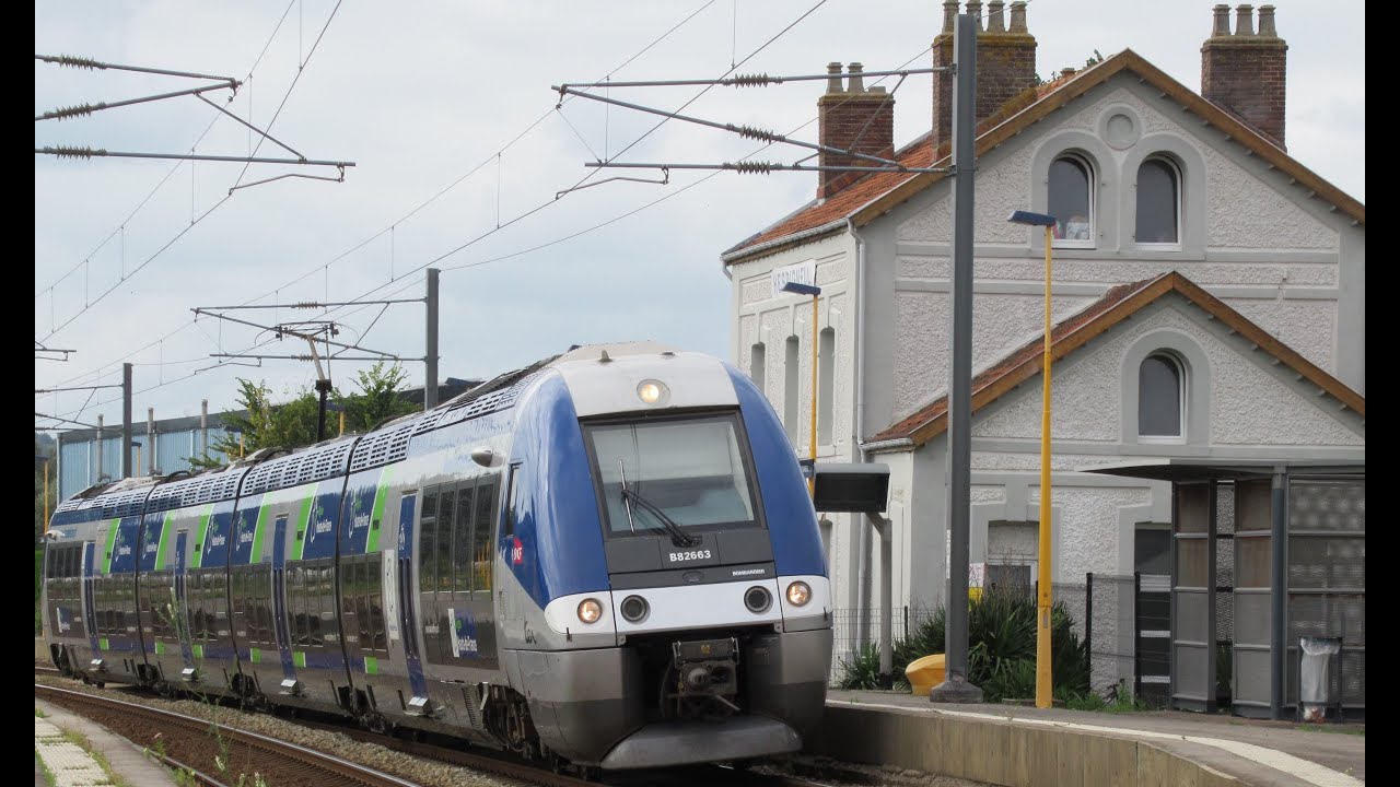 Passages de trains TGV, TER, Régiolis et Fret ECR en gare d'Hesdigneul