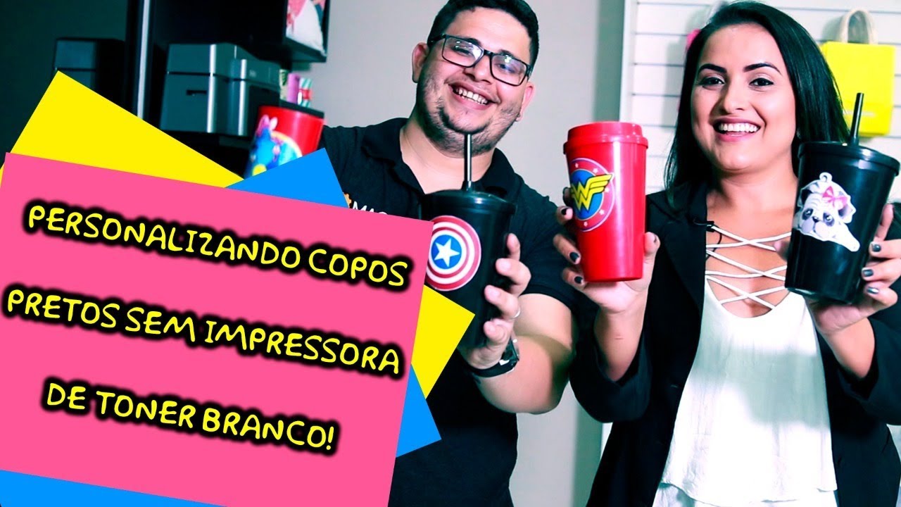 PERSONALIZANDO COPOS ESCUROS SEM TONER BRANCO